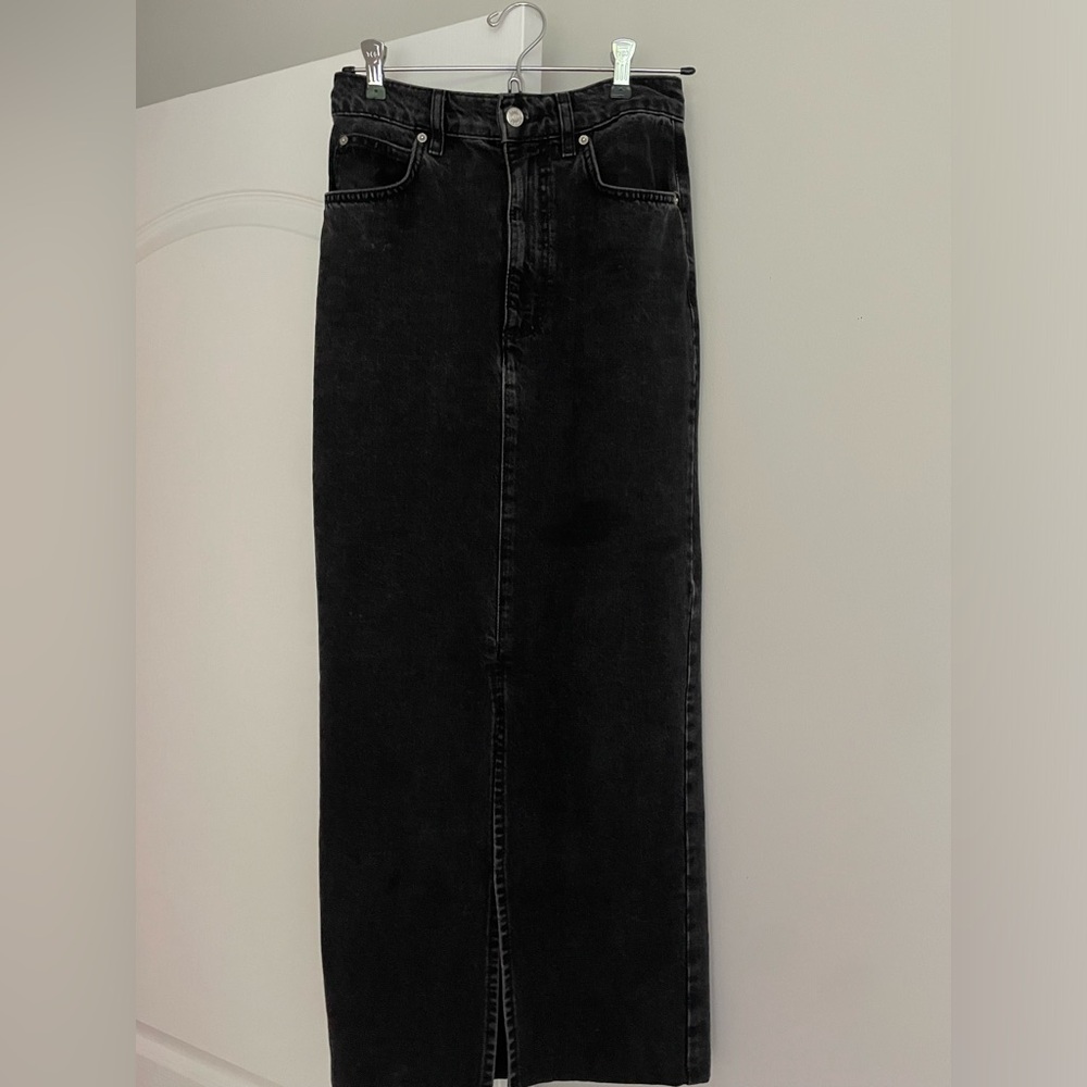 Black Denim Maxi Skirt